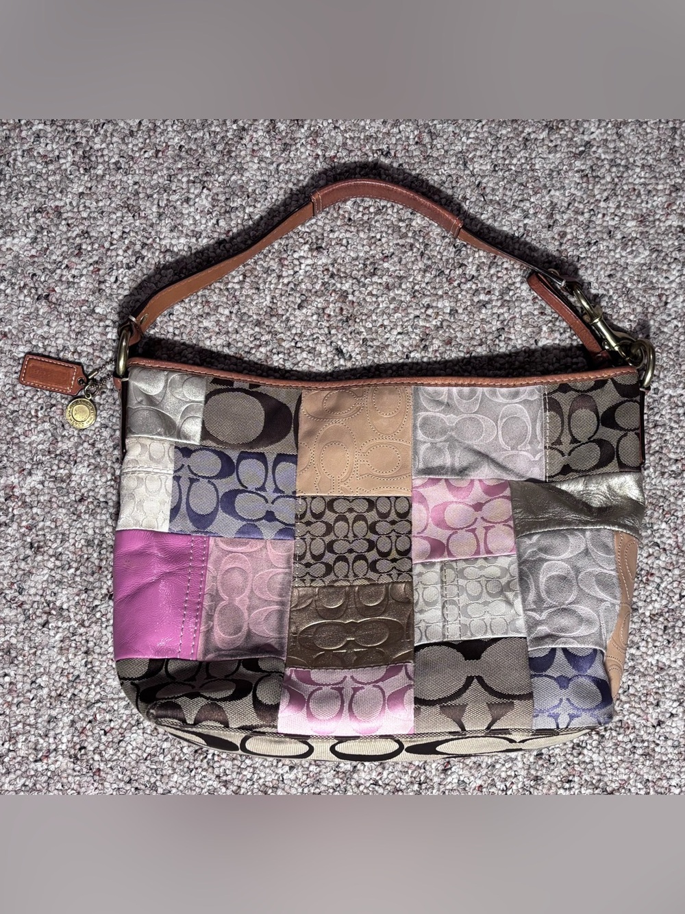 Coach Multicolor Patchwork Signature Hobo Shoulder Bag